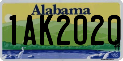 AL license plate 1AK2020