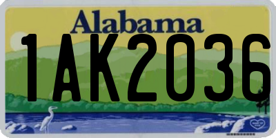 AL license plate 1AK2036