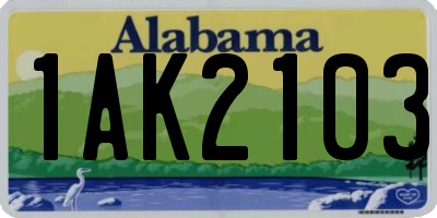 AL license plate 1AK2103