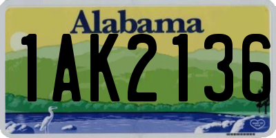 AL license plate 1AK2136