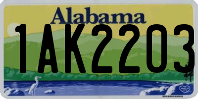 AL license plate 1AK2203