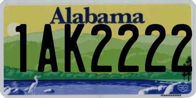 AL license plate 1AK2222