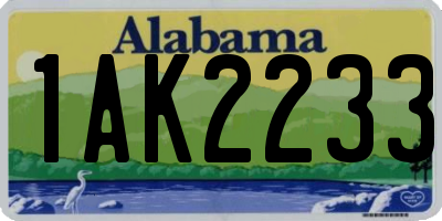 AL license plate 1AK2233