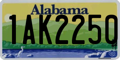AL license plate 1AK2250