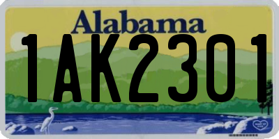 AL license plate 1AK2301