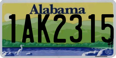 AL license plate 1AK2315