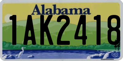 AL license plate 1AK2418