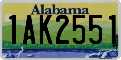 AL license plate 1AK2551