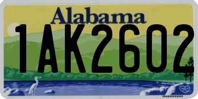 AL license plate 1AK2602