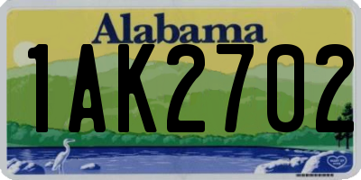 AL license plate 1AK2702