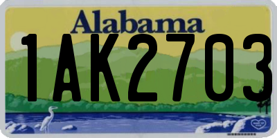 AL license plate 1AK2703