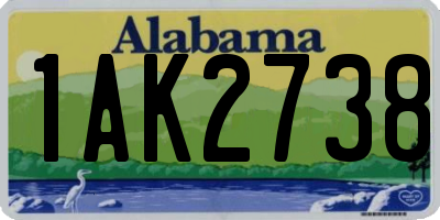 AL license plate 1AK2738