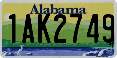 AL license plate 1AK2749