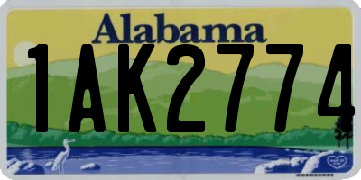 AL license plate 1AK2774