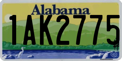 AL license plate 1AK2775
