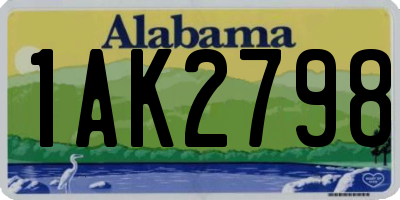 AL license plate 1AK2798