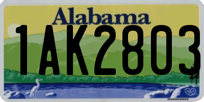 AL license plate 1AK2803