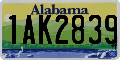 AL license plate 1AK2839
