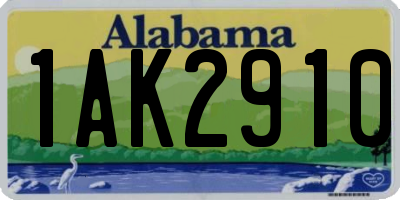 AL license plate 1AK2910