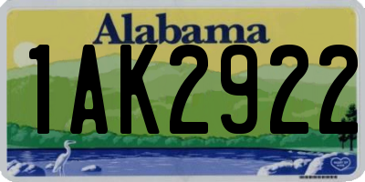 AL license plate 1AK2922