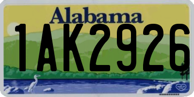 AL license plate 1AK2926
