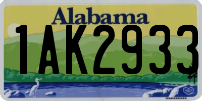 AL license plate 1AK2933