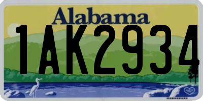 AL license plate 1AK2934