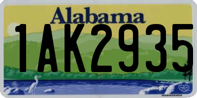 AL license plate 1AK2935