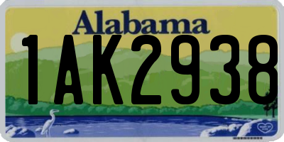 AL license plate 1AK2938