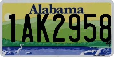 AL license plate 1AK2958