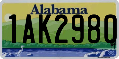 AL license plate 1AK2980