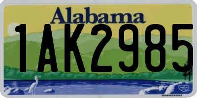 AL license plate 1AK2985