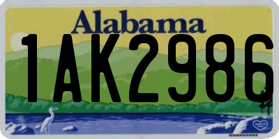 AL license plate 1AK2986