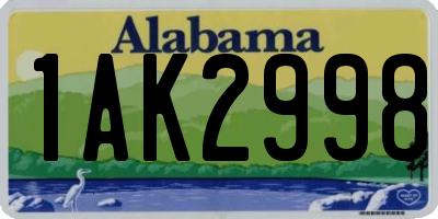 AL license plate 1AK2998