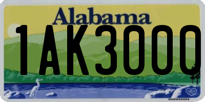 AL license plate 1AK3000