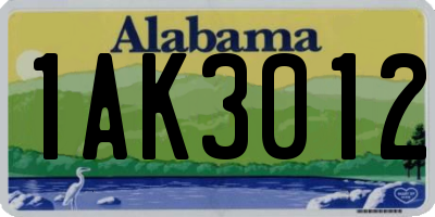 AL license plate 1AK3012