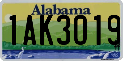 AL license plate 1AK3019