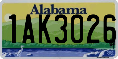 AL license plate 1AK3026