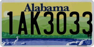 AL license plate 1AK3033