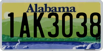 AL license plate 1AK3038