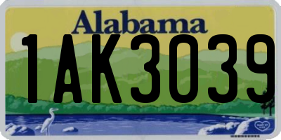 AL license plate 1AK3039