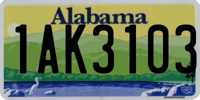 AL license plate 1AK3103