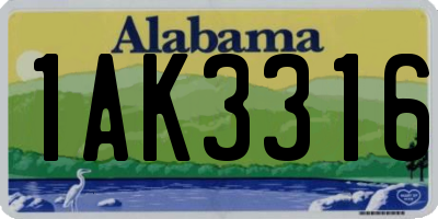 AL license plate 1AK3316