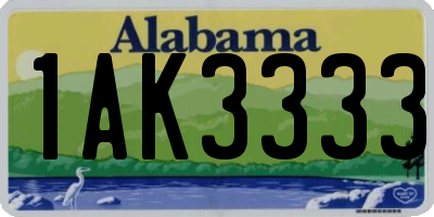 AL license plate 1AK3333