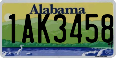 AL license plate 1AK3458