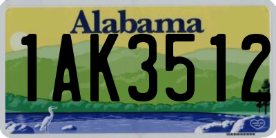 AL license plate 1AK3512