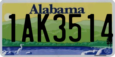 AL license plate 1AK3514