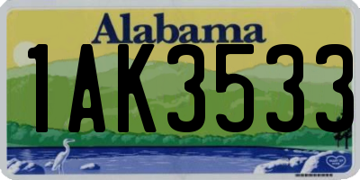 AL license plate 1AK3533