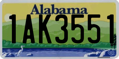 AL license plate 1AK3551