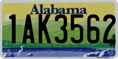 AL license plate 1AK3562